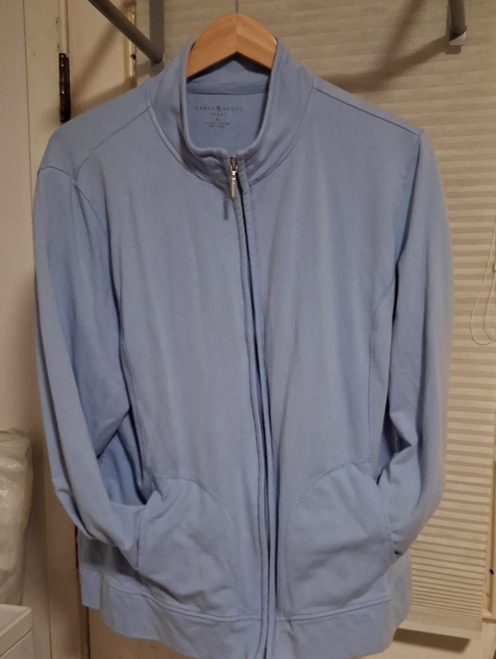 Women's Light Blue Zip-Front Sweater